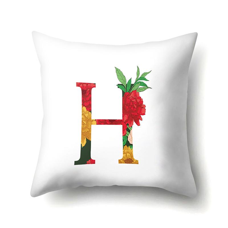 Полиэстеровая наволочка Акварельные цветы Принт для украшения автомобиля 26 английских букв Домашняя наволочка для подушки
