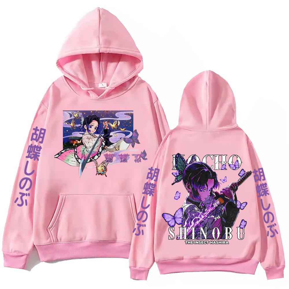 Anime Demon Slayer Kochou Shinobu Hoodie Harajuku Hip Hop Pullover Tops Sweatshirt Gift