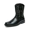 Western Cowboy Boots Embroidered Leather Shoes Men's High Top British Riding Boots Men Good Quality Casual Leather Boots For Men