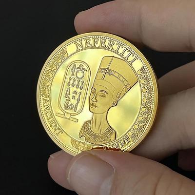 Египетская Нефертити, металлическая памятная медаль, сфинкс, монеты, культура пирамид, золотое покрытие, серебряное покрытие