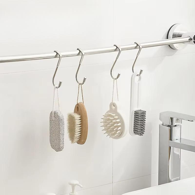 1PC Non Perforated and Non Adhesive Double S-shaped Hooks Dormitory Hooks Kitchen Cabinet Door Back Hooks