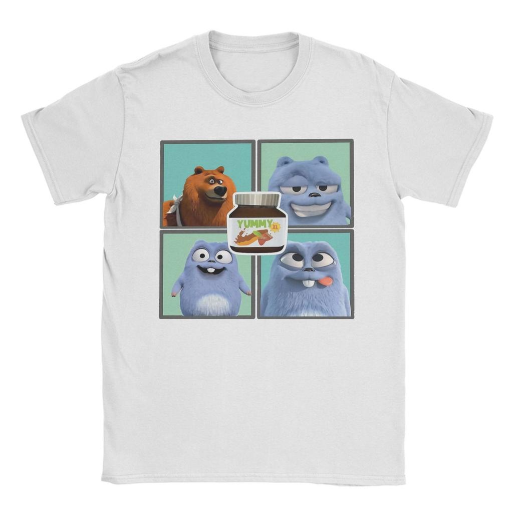 Футболка Grizzly and Lemmings Мужская Хлопковые Топы Новинка Мультяшная Круглый вырез Короткий рукав