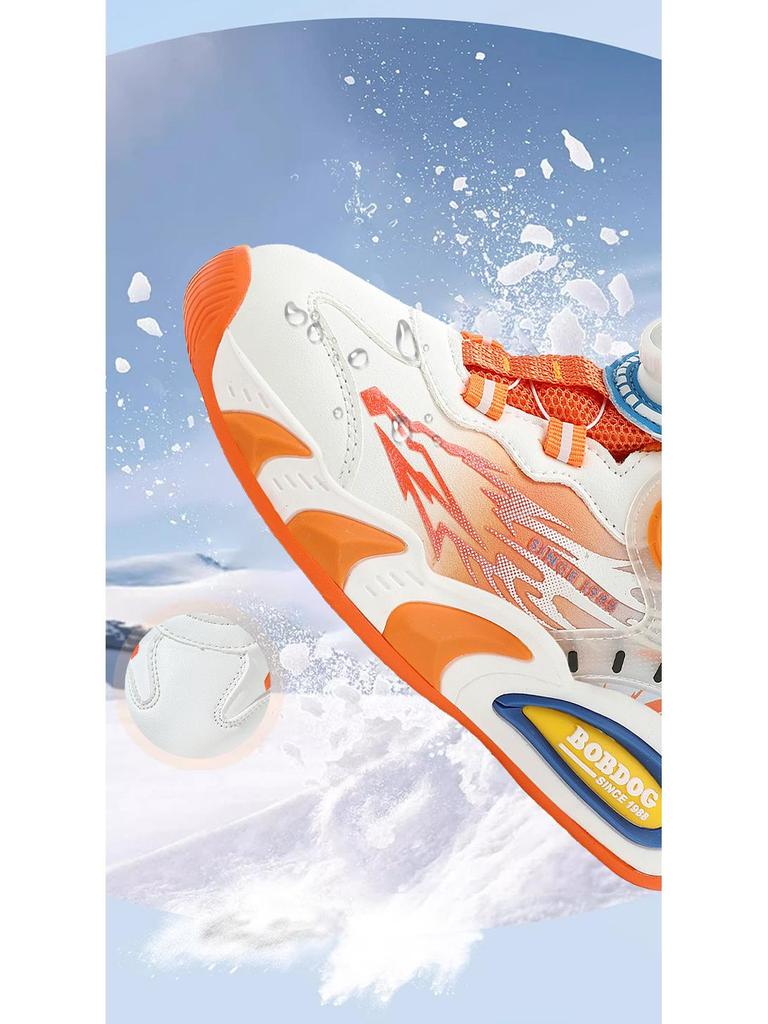 Babu Dou Boys' Double-Layer Cotton Winter Sports Shoes - 2025 Velvet-Lined Warm Sneakers for Middle and Large Children.