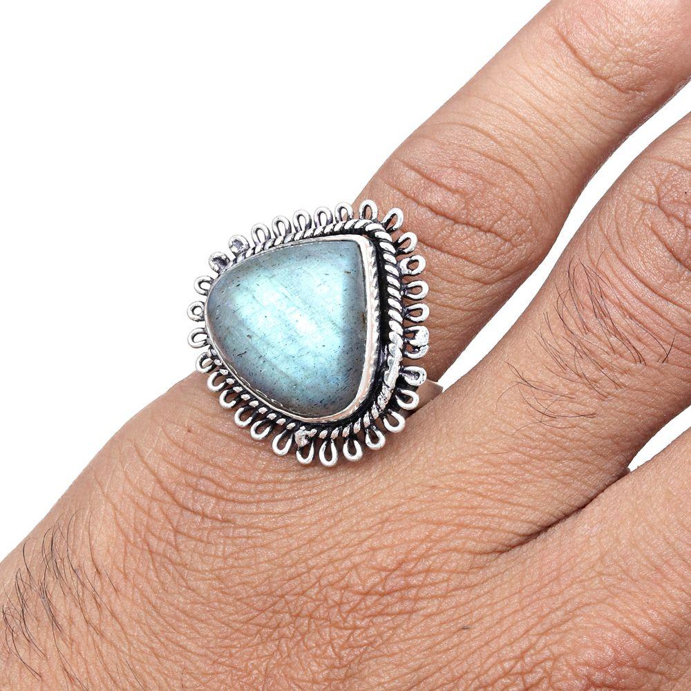 Серебряные украшения ручной работы с драгоценным камнем лабрадорит "7"