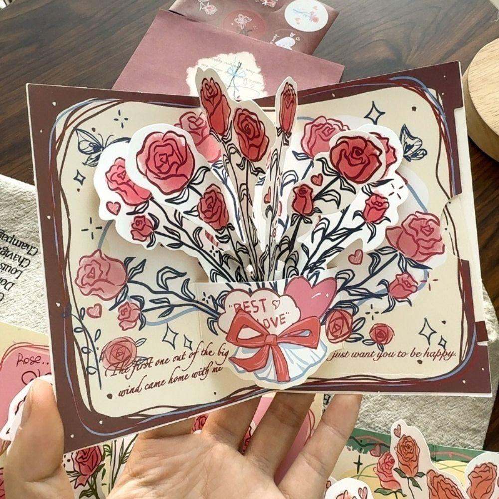 3D Valentine's Day Card Pop Up Love Thank You Cards Creative Greeting Card  Valentine's Day