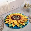 3D Sunflower Floral Plush Rug Non-Slip Backing Easy To Clean Various Sizes Living Room Rug Home Decor