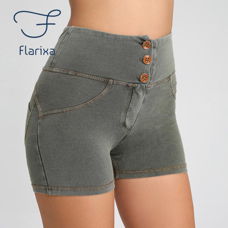 Flarixa Женские трусики для поднятия ягодиц с высокой талией, нижнее белье с контролем живота, шорты-футляр на плоской талии, джинсовые шорты на пуговицах, корректирующие брюки