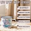 12PCS Teacup Cat UV DTF Cup Wrap Stickers | Artistic Patterns No-Heat Process Multi-Surface Long-Lasting Color Versatile Craft Supplies