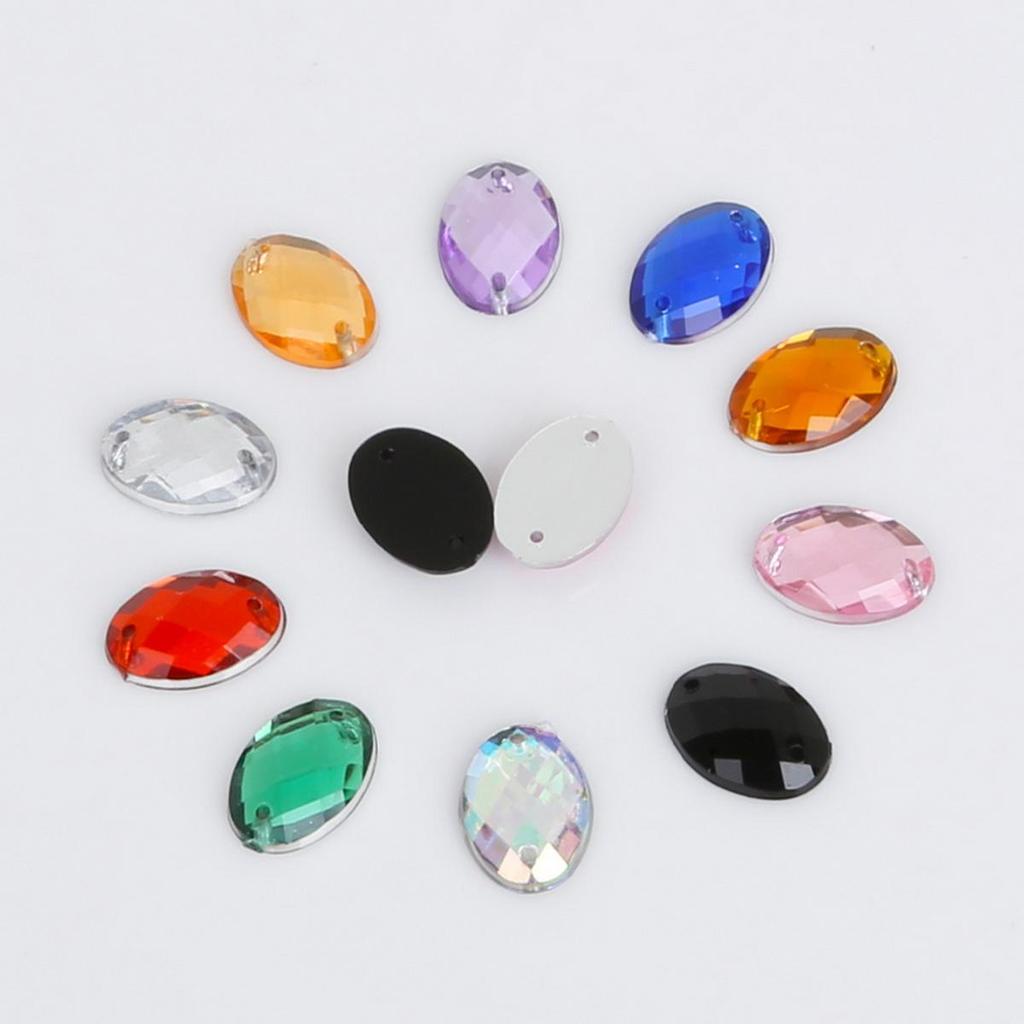50 шт./пакет, стразы с плоской задней частью, овальные акриловые бусины, пришитые стразы, хрустальные камни для рукоделия, украшение одежды