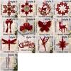 Wine Red Christmas Tree Pendant Glitter Bow Gold Sequin Snowflake Elk Hanging Ornaments Ice Bar Knot Girl Xmas Tree Pendant