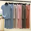 Plus Size Modal Pajama Set: Short Sleeve T-Shirt & Long Casual Pants