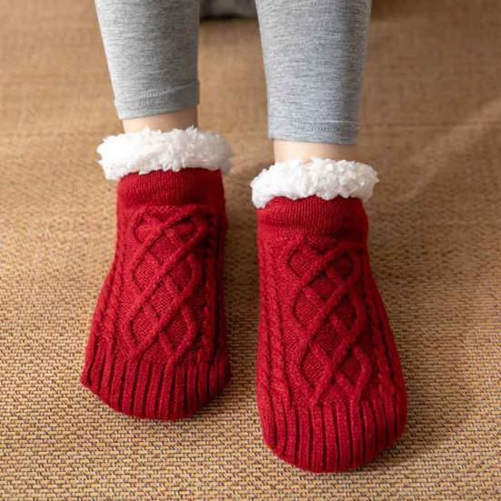 Couple Socks Fashion Pattern Keep Warm Washable Non Slip Knitting Floor Socks for Home
