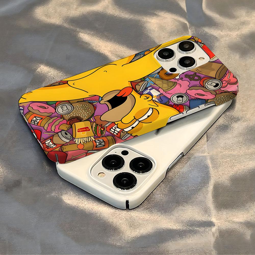 Disney Funny Cartoon Homer Simpson Family Phone Case Luxury For IPhone 16 15 14 13 12 11 Plus Pro Max Mini Glossy HD Hard Film S