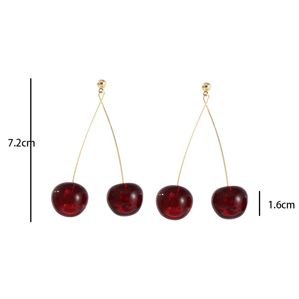 Cute Long Red Cherry Fashion Accessories Tassel Stud Earrings Drop Earrings Dangle Earrings Jewelry