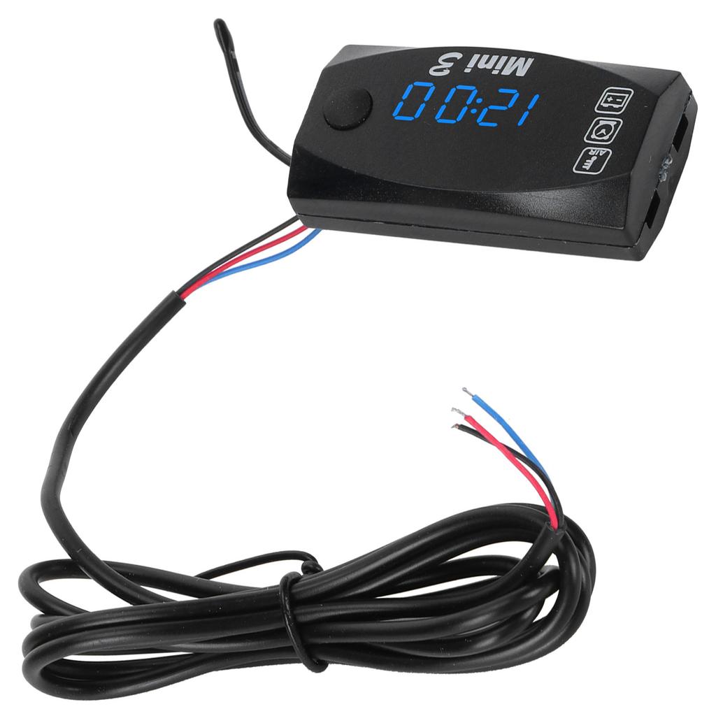 3 in 1 Waterproof LED Electronic Meter Motorcycle Digital Time Clock Thermometer VoltmeterBlue Light