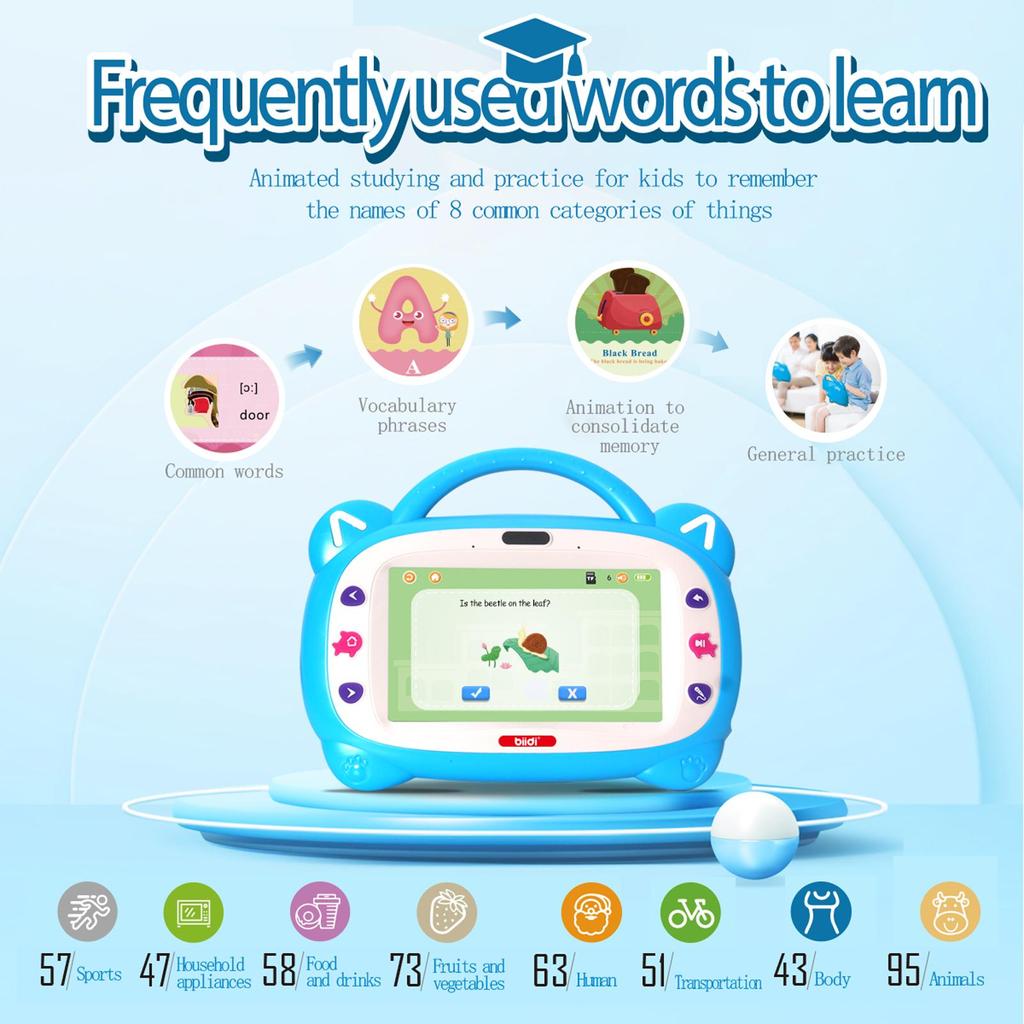 Детские планшеты 7 дюймов, 32 ГБ ПЗУ, Детский развивающий планшет с мультиками и караоке, английский язык