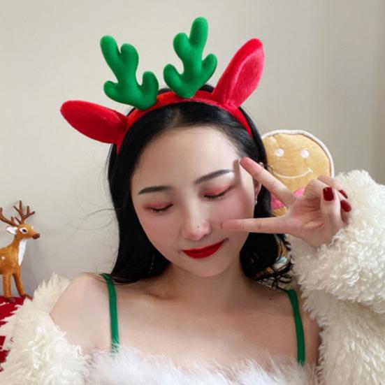 Christmas Headband Antler Decor Hair Hoop Festive Reindeer Design Headgear Women Elastic Comfortable Xmas Hair Accessories