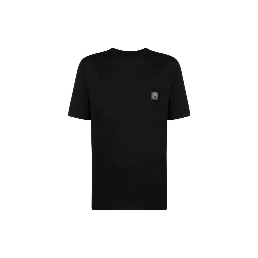 STONE ISLAND Мужская футболка с коротким рукавом, однотонная, с круглым вырезом, свободного кроя, топы, черный 101523757-A0029