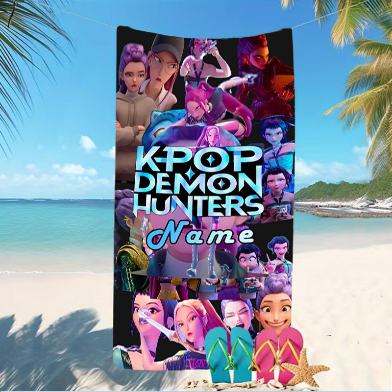 Customizable personalized beach towels Kpop Demon Hunters themed designs.Suitable for the beach, yoga, sports;ideal as beach accessories