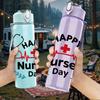 1PC Happy Nurses Day Design 750ml Color Plastic Sports Water Bottle Leakproof Flip Straw Lid Suitable for Sports Office Home Use