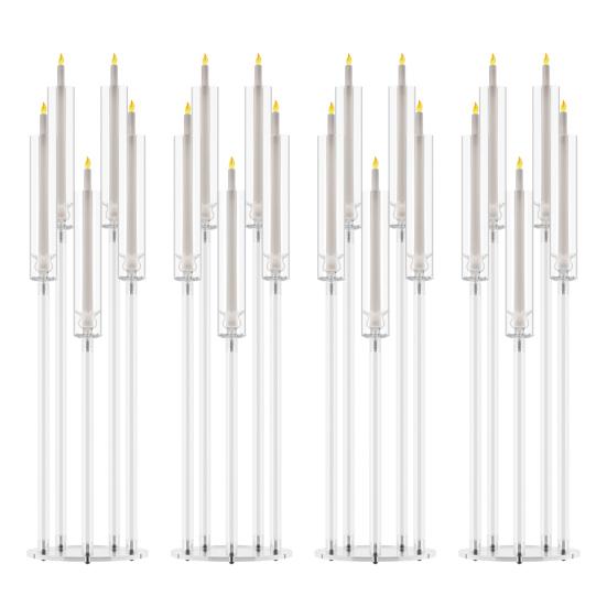 Candle Holder Centerpiece Candelabra Centerpieces, Tall Candelabra, Clear Taper Candlestick Holder, 5 Arm Candlesticks Acrylic Wedding with Shade, LED