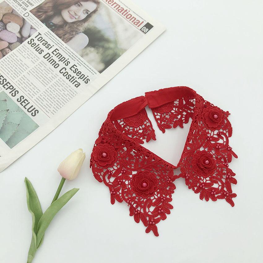 White Fake Collar for Women Shirt Blouse Necklace Candy Color False Collar Handmade Beads Detachable Sweater Collars Decor