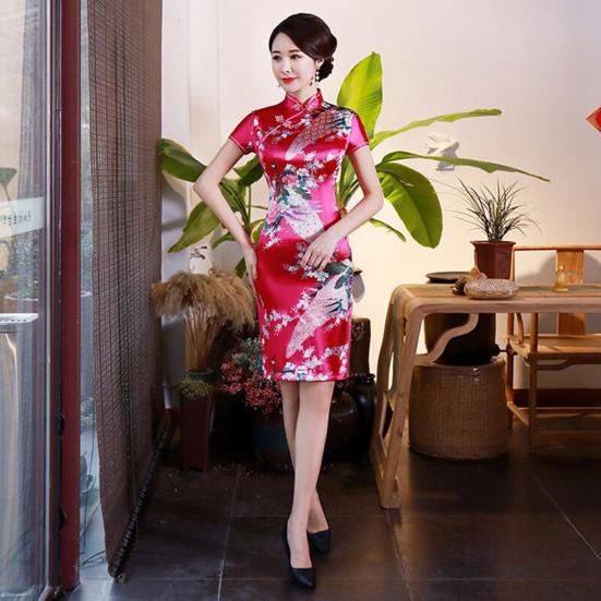 Летний Cheongsam с пряжками на бедрах, длиной до колена, в китайском стиле, летняя тонкая женская одежда Qipao