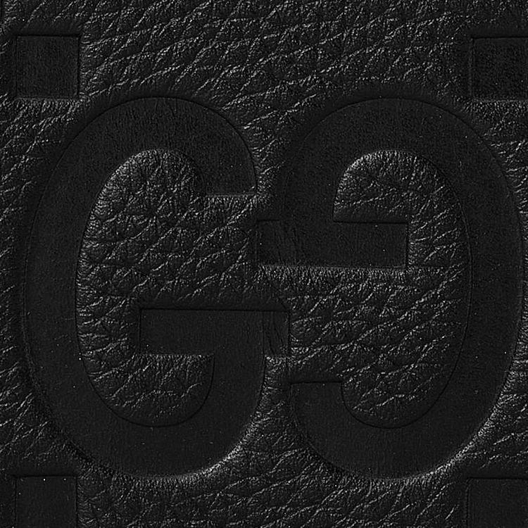 Gucci Черный кожаный бифолд кошелек с тиснением GG для ежедневных поездок 739475-AABY0-1000