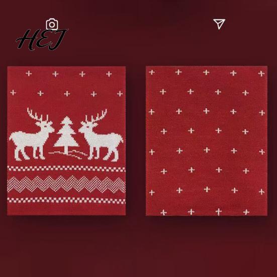 Stylish Knitted Neck Gaiter Winter Scarf for Women, Reversible Fair Isle Snowflake Reindeer Warm Holiday Scarf, Soft Long Wrap Christmas Festive