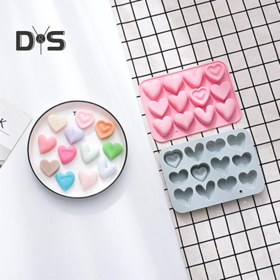 Silicone Moulds 12 Link 6 Different Heart Shape Non-Stick Heat-resistant Food-grade Soft Silicone Molds for Chocolates