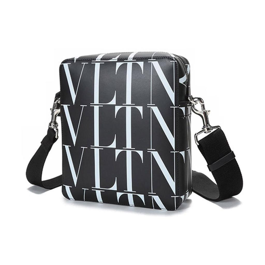 Valentino Classic VLTN Pattern Leather Crossbody Shoulder Bag Men bags Black White VY2B0942BLH-0NI