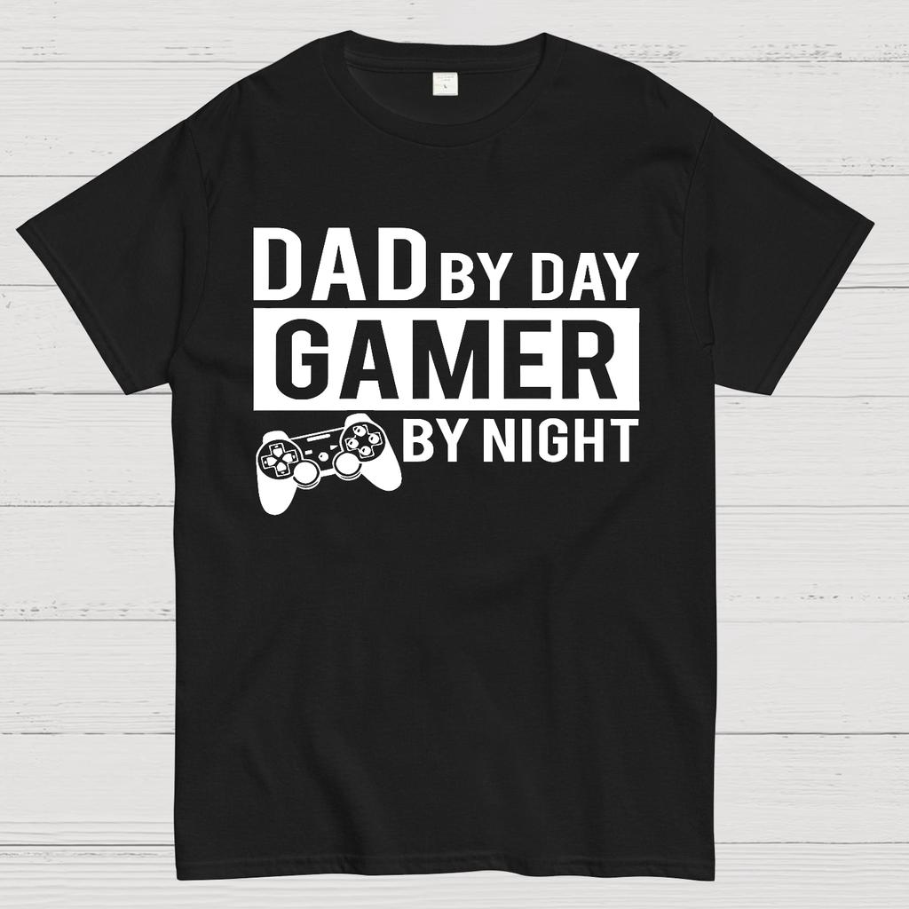 Dad By Day Gamer By Night Unisex 100% Cotton Summer Casual Cool Loose T-Shirt