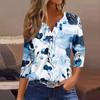 Women's T Shirt Print Button 3/4 Sleeve Daily Weekend Fashion Basic V- Neck Regular Top