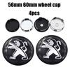4pcs 3D 56mm 60mm Peugeot new Car emblem Wheel Center Hub Cap auto Rim refit dust-proof badge covers sticker styling accessories