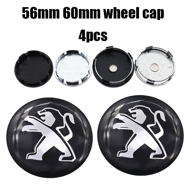 4pcs 3D 56mm 60mm Peugeot new Car emblem Wheel Center Hub Cap auto Rim refit dust-proof badge covers sticker styling accessories