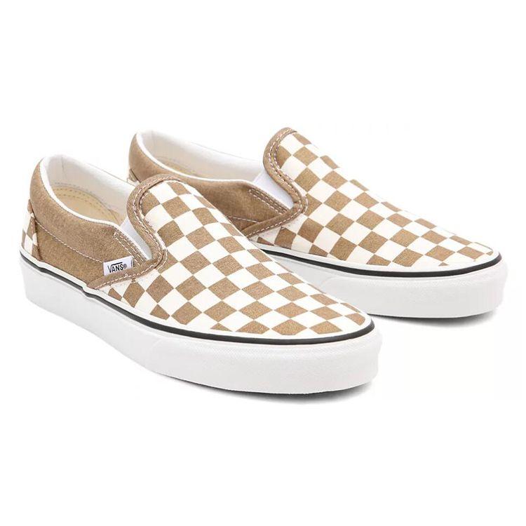 Vans Slip-On Checkerboard Casual Low Top Skate Shoes Unisex Sneakers Khaki VN0A33TB9EY