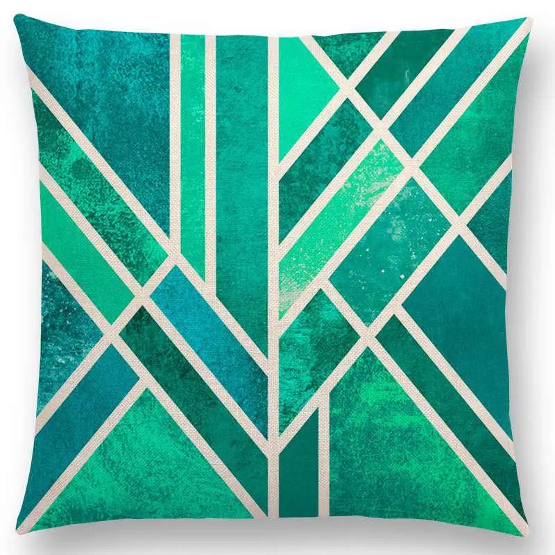 New Geo Emerald Blue Sky Black Night Yellow Lines Geometric Texture Stripes Prints Car Cushion Cover Sofa Throw Pillow Case