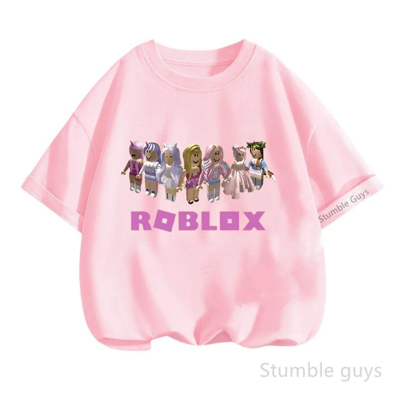 Летняя повседневная футболка Roblox для детей, мальчиков, девочек, с мультяшным принтом