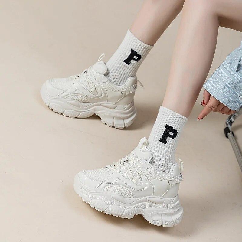 Ботильоны Fujin из натуральной кожи на танкетке с воздушной сеткой 5,5 см, скейтборд, эргономичные массивные кроссовки, вулканизированная поддерживающая обувь