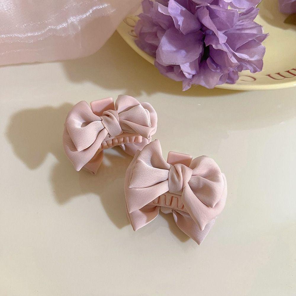 Cloth Small Hair Claw Side Clip Bowknot Hair Clip Vintage Bow Hairpin Girl