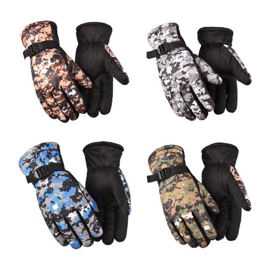 1 пара зимних камуфляжных перчаток для велоспорта, теплые, ветрозащитные, водонепроницаемые, регулируемые, для холодной погоды, для мужчин и женщин, перчатки с полным пальцем для езды на мотоцикле, катания на лыжах