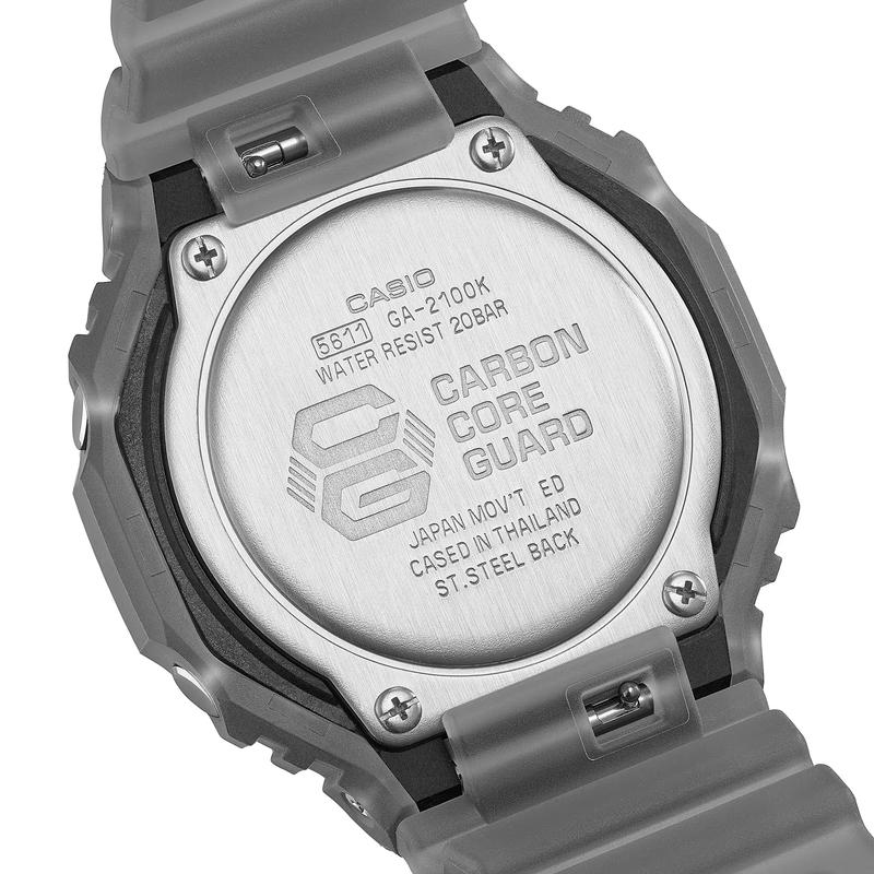 Casio Серия 2100 водонепроницаемый до 200 метров будильник хронометр Кварцевые часы с полимерным ремешком мужские черный циферблат GA-2100K-1AJF
