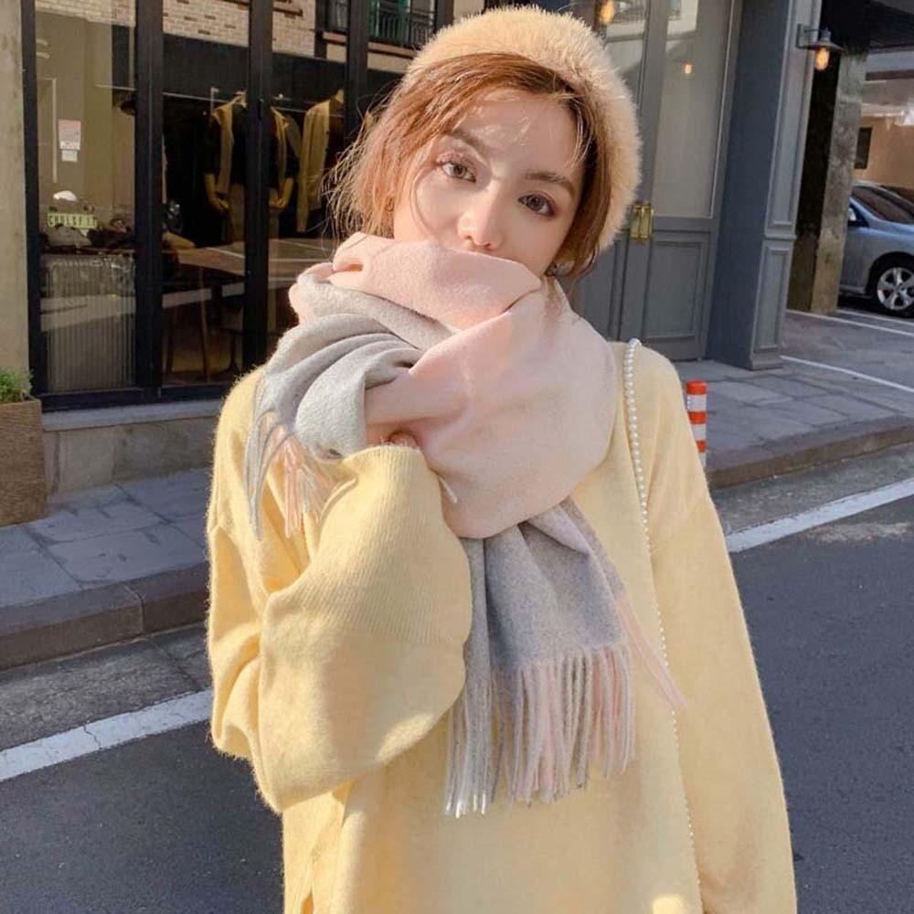 Wool Knitted Wool Scarf Polyester Long Neckscarf with Tassel Large Classic Plaid Scarf Men