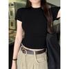 Round Neck Straight Shoulder Short-sleeved T-shirt for Women In Summer New Slim and Versatile Short Top