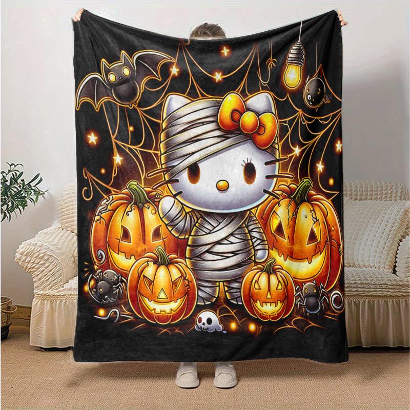 1pc Hello Kitty in Halloween Mummy Costume Blanket Soft Warm Bedding Throw Coverlet for Room Decor, Living Room, Travel, Camping, Car Blankets, Beach,