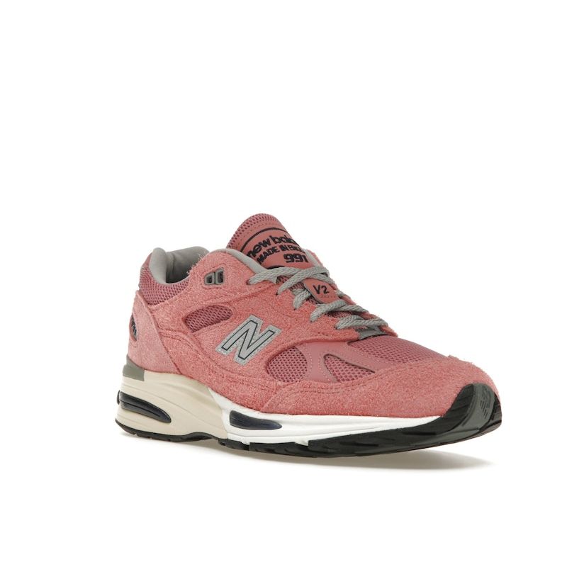 New Balance 991v2 Сделано в Англии фирменные абрикосовые унисекс кроссовки розовые военно-морская академия серебристые U991PK2