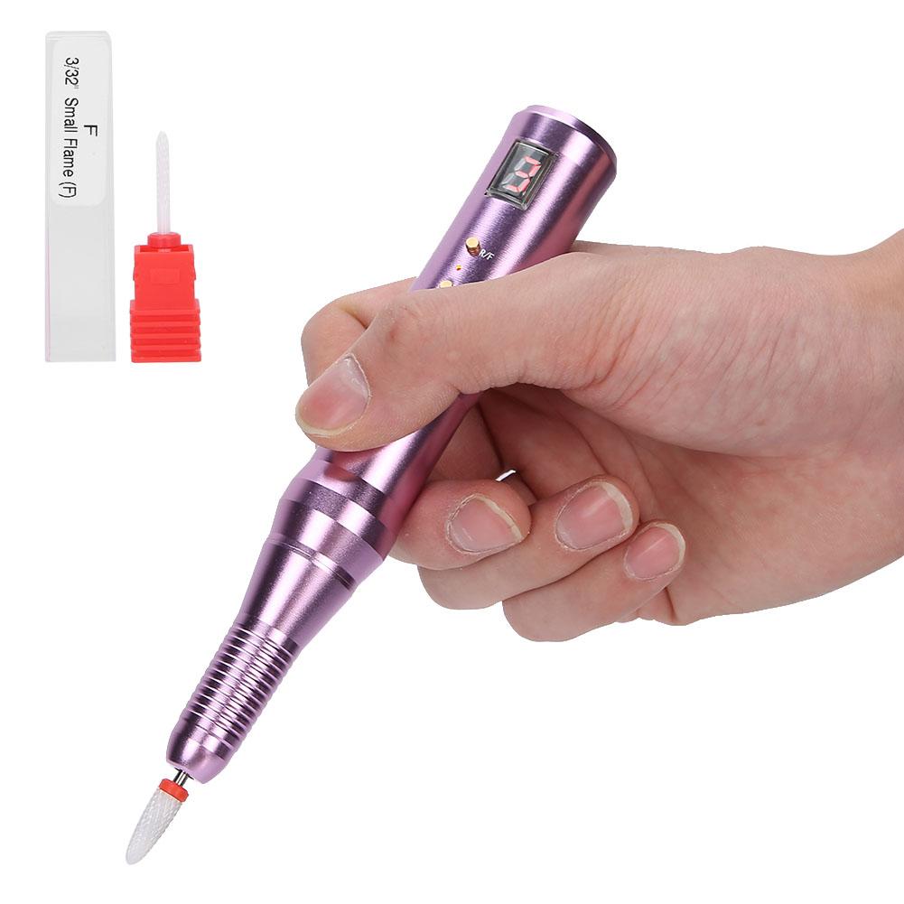 Rechargeable Electric Nail Drill Pen Portable Nail Grinding Polishing Machine Manicure ToolPink