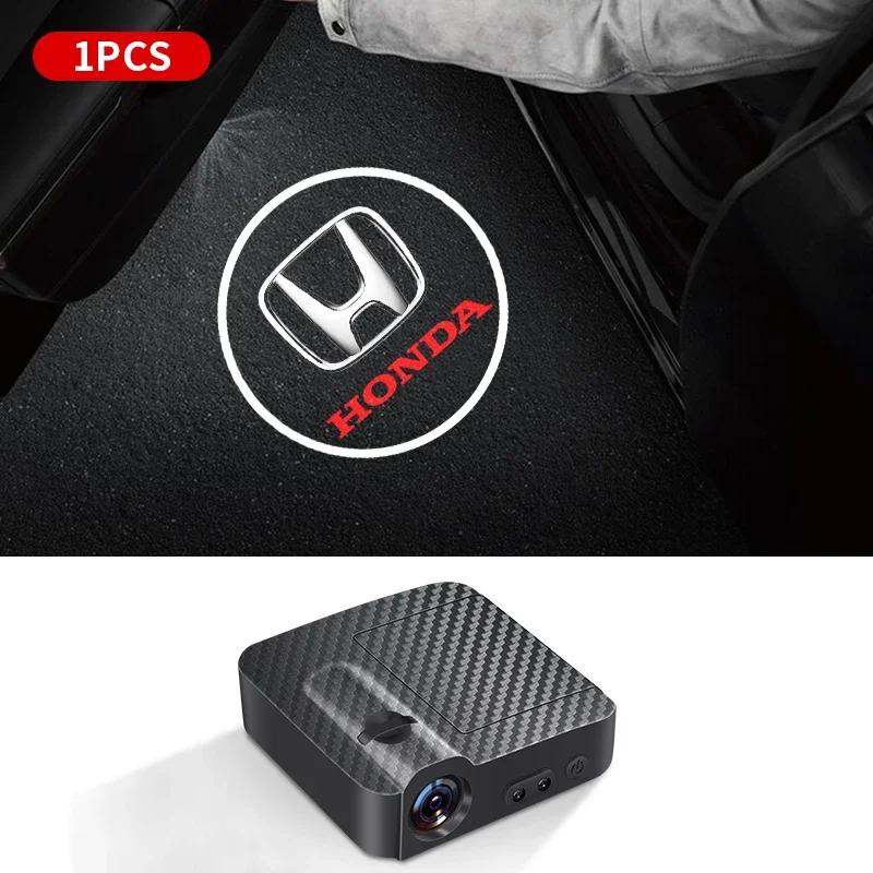 AAAKK1 1/2Pcs Car Door Logo Light Led HD Projector Lamp For Honda Civic Accord Odyssey City Pilot Jazz CRV HRV Legend Accessories