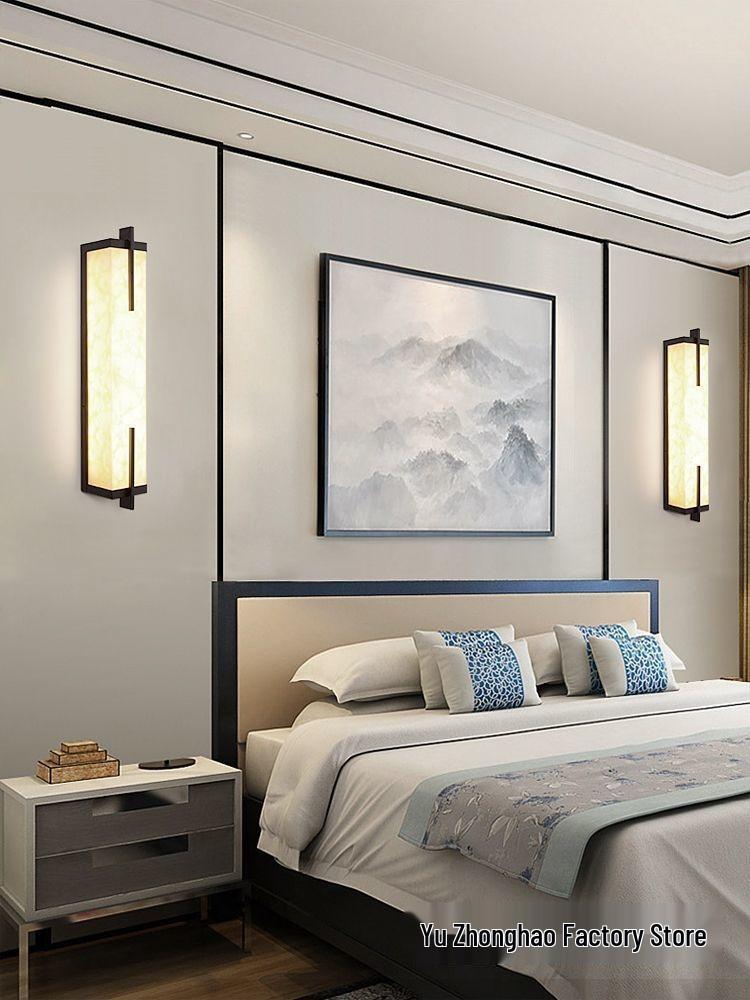 Contemporary Chinese Wall Lamp: Faux Marble Bedside & Staircase Light