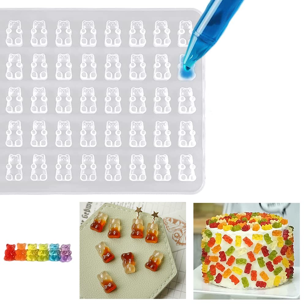 LIANHATA Bear Silicone Translucent Epoxy Resin Soft 50 Cute DIY Handmade UV Cutting Mold with Pipette Mold, Mold, Mini, Cavities, Accessories,